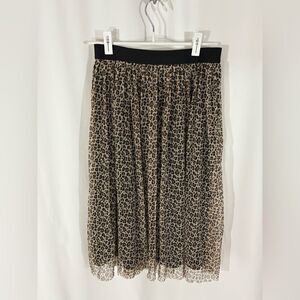 A New Day Animal Print Tulle Elastic Waist Skirt